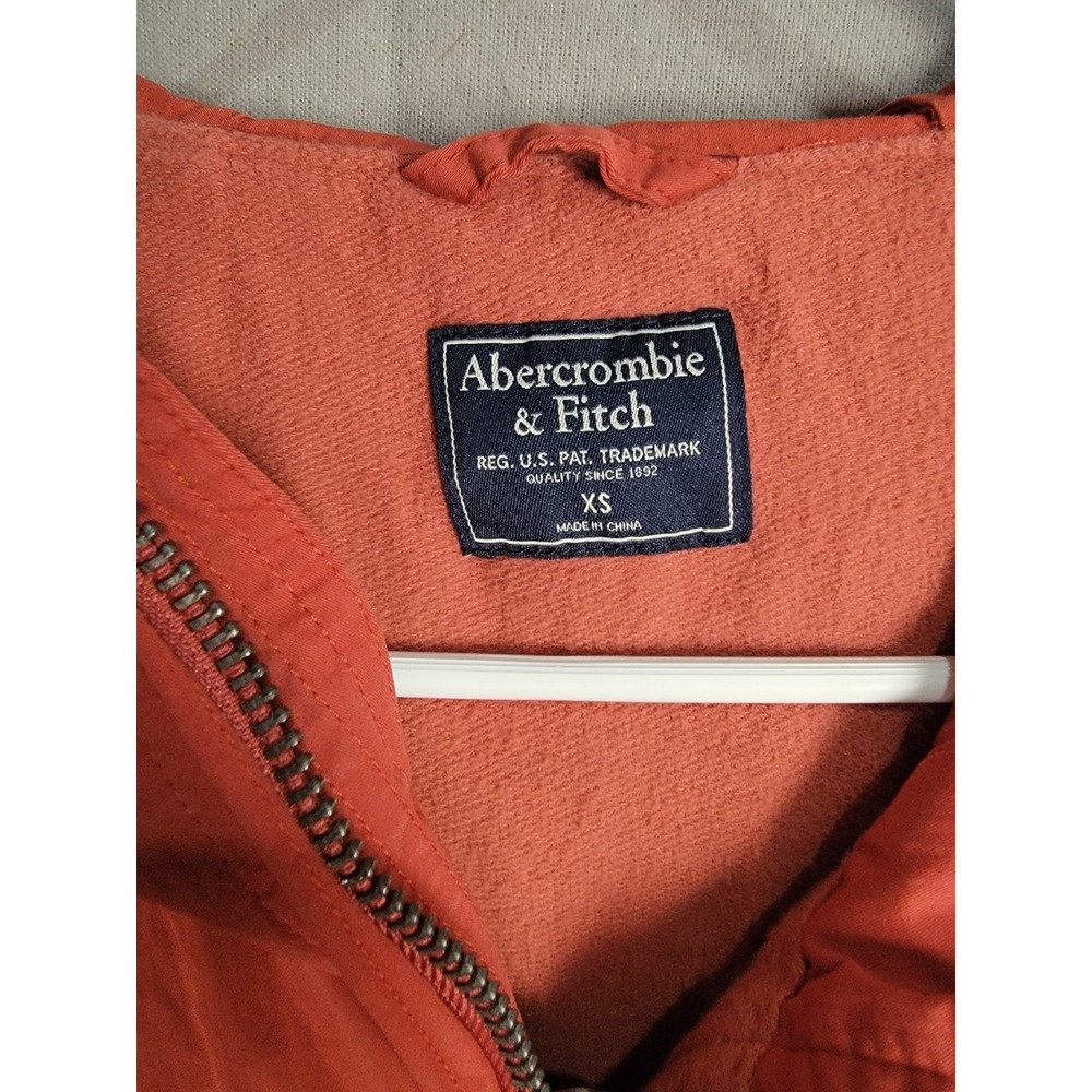 Vintage Y2K Abercrombie Fitch Utility Field Jacket Womens XS Rust Red Hooded - Picture 12 of 15